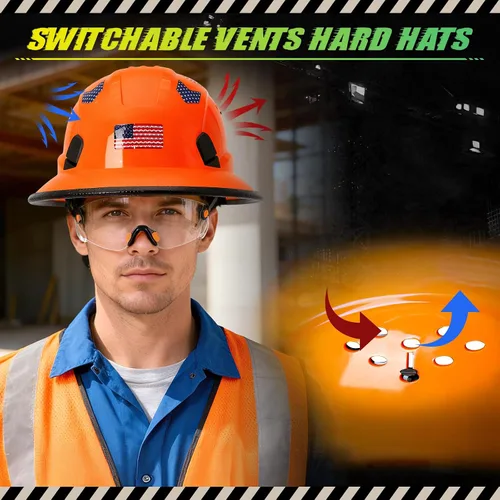 Miniatura 4 de Cascos De Construcción de ala completa Cascos de seguridad aprobados por OSHA con visera transparente - Casco de seguridad de construcción ventilado