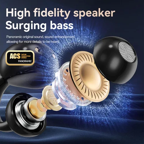 Miniatura 4 de Auriculares abiertos con clip para la oreja, auriculares inalámbricos Bluetooth 5.4, auriculares deportivos con pantalla táctil LED inalámbrica