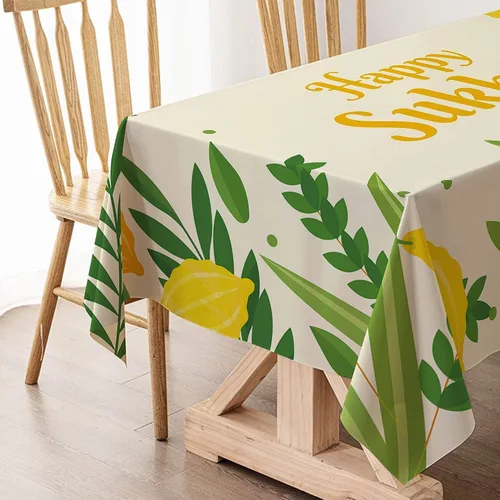 Miniatura 4 de Hafangry Mantel de Sukkot Decoración de Sukkah, Etrog Lulav, suministros de vacaciones judías, rectangular, cocina, comedor, hogar, mantel de 60 x