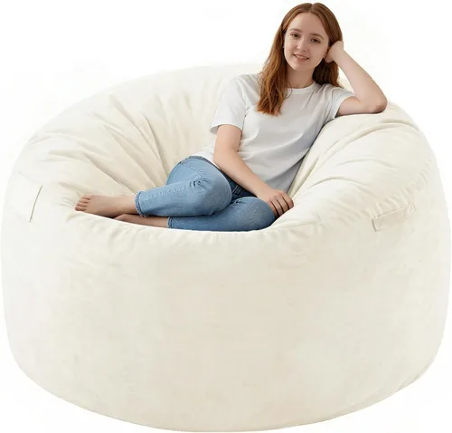 Miniatura 61 de Silla de Puf de 3 Pies, Sillas de Puf Cómodas con Relleno de Espuma Viscoelástica, Sofá de Puf Esponjoso con Funda de Terciopelo Holandés, Sillas