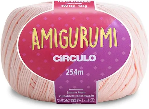 Miniatura 30 de Circulo Amigurumi Yarn, 100% Algodón Virgen Brasileño Mercerizado para Crochet y Tejido, Soft Art - Hilo de Peso Deportivo, 4.4 oz, 278 yardas