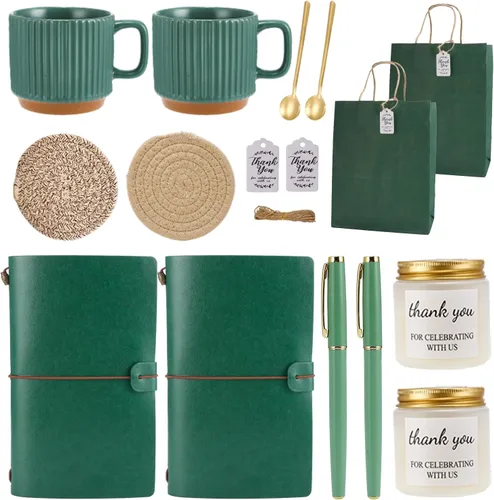 Miniatura 8 de Premios de baby shower para ganadores de juegos, 6 juegos de premios de baby shower, tazas de cerámica con cucharas de metal, posavasos tejidos