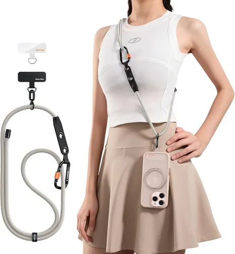 TORRAS Cordón para teléfono con trabillas para colgar, correa ajustable antirrobo cruzada para teléfono para iPhone 17 Pro Max, agradable al tacto,
