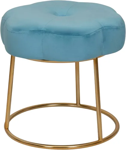 Miniatura 12 de Linon Talulah - Taburete decorativo y tocador azul claro y dorado