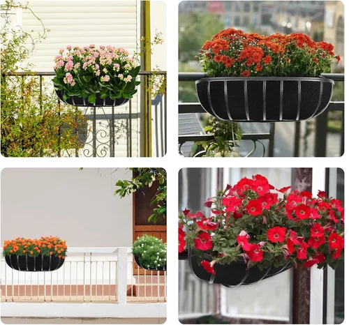 Miniatura 6 de 2 forros mejorados para macetas de 24 pulgadas, forros de tela para ventana, forro de fieltro para macetas, forro de cesta de flores negras, forro