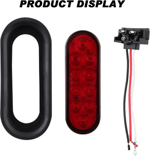 Miniatura 5 de Partswcgg Luces traseras LED ovaladas de 6 pulgadas para remolque, 10 LED, 10 unidades, freno de camión de remolque, color rojo, 6 pulgadas