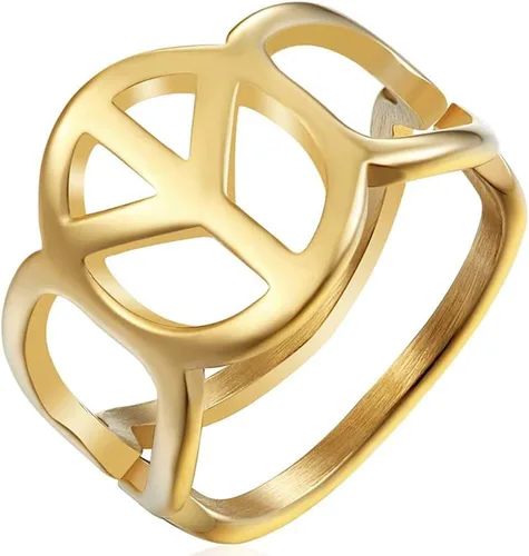 Jude Jewelers Anillo de acero inoxidable con signo de paz mundial, emblema de clase escolar, cóctel, fiesta, graduación