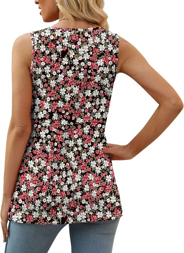 Miniatura 5 de XIEERDUO Camisetas sin mangas de verano para mujer, cuello cuadrado, ajuste holgado, casual, a la moda, sin mangas