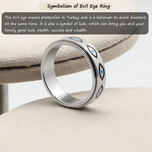 Miniatura 7 de Anillo de ansiedad OreilleStar para mujeres, anillo giratorio de titanio y acero inoxidable, anillo de ansiedad para hombres, 6mm de ancho con Plata