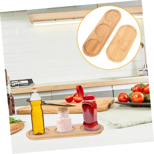 Miniatura 5 de TIDTALEO Portavasos de bambú para condimentos, bandejas de madera, bandejas para mesa de café Comida, bandeja de madera, bandeja de madera, base
