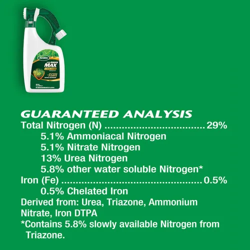 Miniatura 2 de Scotts Liquid Green Max Lawn Food: 2,000 pies cuadrados, Fertilizante 2 en 1 y suplemento de hierro, uso en cualquier tipo de césped, 32 oz.