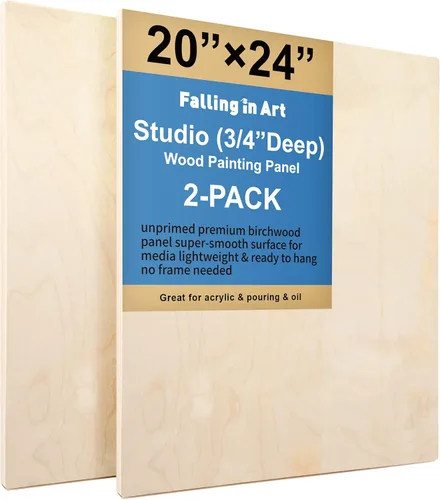 Miniatura 9 de Kit de Paneles de Lienzo de Madera de Abedul Sin Terminar, Falling in Art Paquete de 2 de 14x18'' Tablas de Cuna de Estudio de 3/4'' de Profundidad