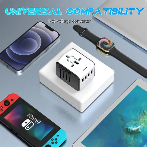 Miniatura 8 de ISIX Adaptador de viaje internacional Adaptador de corriente universal en todo el mundo todo en uno 4 USB perfecto para Europa EE. UU., UE, Reino