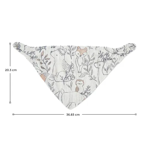Miniatura 3 de Crane Baby Juego de baberos de muselina suave, ajustable y absorbente, estilo bandana para niños y niñas, animales del bosque, 3 piezas, 18.5 x 9