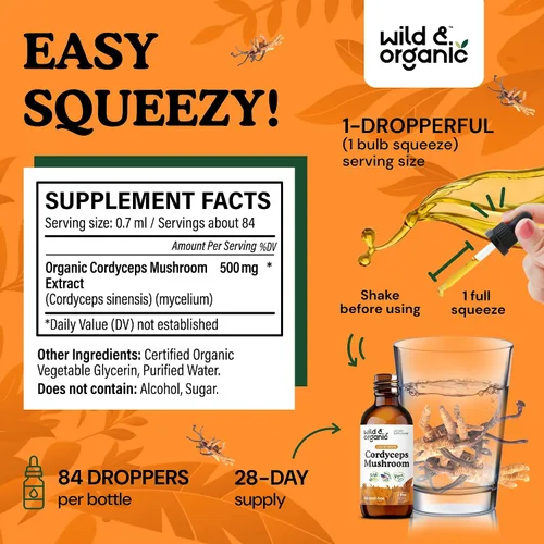 Miniatura 3 de Tintura de hongos Cordyceps Wild & Organic - Apoyo energético y inmunológico - Suplemento de extracto Cordyceps Sinensis - Gotas de hongos líquidos