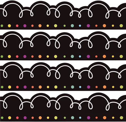 AWIZOM Bordes de tablón de anuncios de 72 pies, color negro con blanco, borde festoneado para el aula, para escritorio, pared, escuela, escuela en