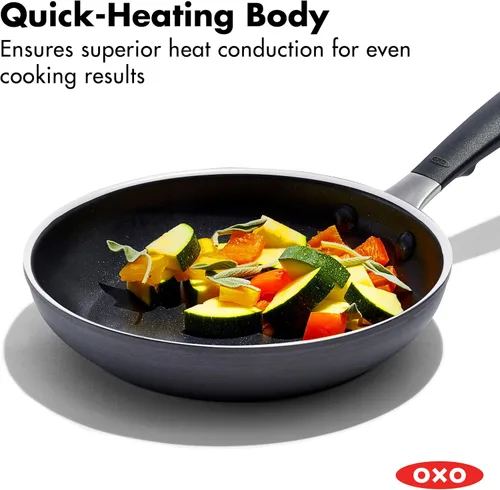 Miniatura 3 de OXO Sartén antiadherente de 8 pulgadas, mango de silicona sin BPA, apto para lavavajillas y horno, sartén de cerámica sin PFAS, color negro