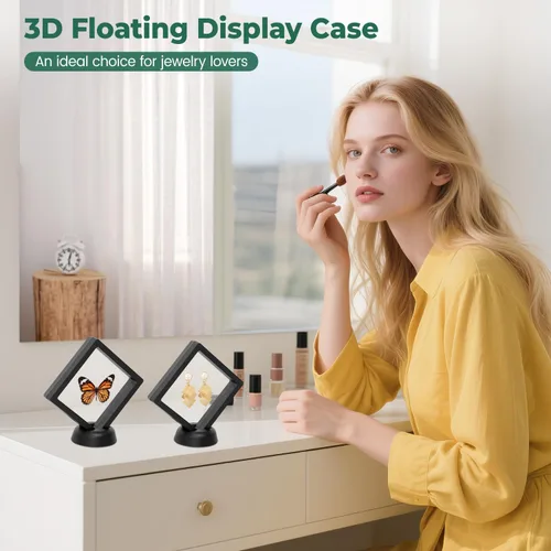 Miniatura 39 de EsLuker.ly Juego de 6 soportes de exhibición de marco flotante 3D, vitrina flotante transparente de polietileno, caja de almacenamiento de joyería
