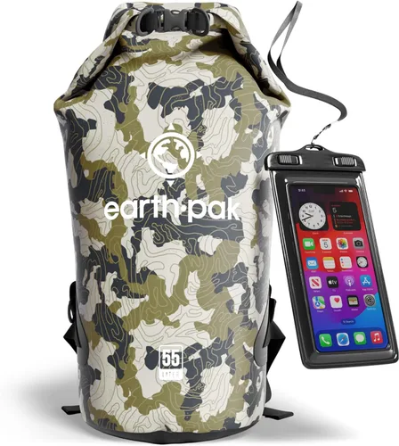 Miniatura 27 de Earth Pak Bolsa Seca Impermeable - Mochila Impermeable de Cierre Enrollable Superior Mantiene el Equipo Seco para Kayak con Funda Impermeable