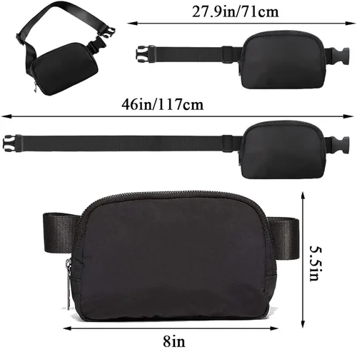 Miniatura 3 de Riñonera unisex de moda en todas partes con longitud ajustable para mujer, Negro, s