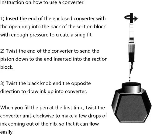 Miniatura 3 de Lanxivi Jinhao - Convertidor de tinta de metal para pluma estilográfica, paquete de 10 unidades, apto para Jinhao, Baoer, Fuliwen Pen, Duke