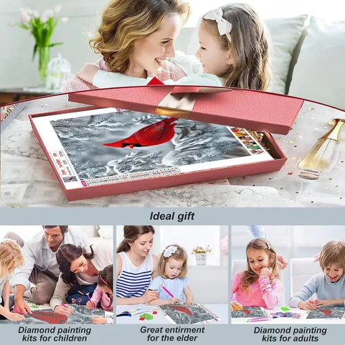 Miniatura 3 de Stalente Kits de pintura de diamantes para adultos, cardenal 5D DIY kits de arte de diamantes para principiantes, pintura de diamante redonda