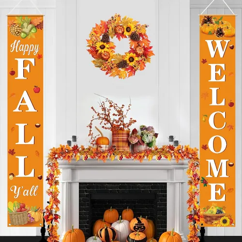 Miniatura 2 de Decoración de otoño para el hogar, feliz otoño, cartel colgante de bienvenida para porche, cosecha de otoño, decoraciones de Acción de Gracias