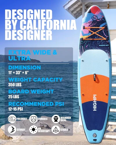 Miniatura 2 de Inflatable Stand-Up Paddle Board: Wide SUP with Full Accessories, Anti-Slip EVA Deck, Paddleboard for Yoga/Surfing/Fishing & More, for Youth &