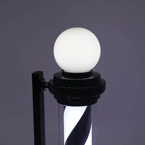 Miniatura 6 de DNYSYSJ Barra de peluquería con luz LED blanca y negra, poste de peluquería tradicional exterior para peluquería, luz iluminadora de rayas