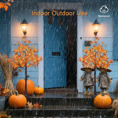 Miniatura 5 de LIGHTSHARE 2 piezas de 4 pies 144 LED (72 LED cada uno) árbol de arce iluminado artificial blanco cálido para Halloween, decoración de otoño