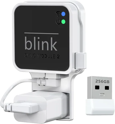 Unidad flash USB Blink de 256 GB, con soporte de pared con toma de corriente para Blink Sync Module 2, almacenamiento USB Blink y soporte de cámara