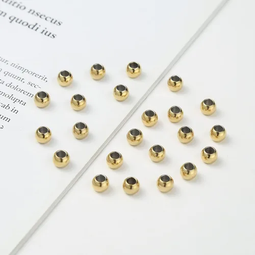 Miniatura 2 de 60 cuentas espaciadoras redondas de acero inoxidable chapadas en oro de 0.079 pulgadas con agujero de 0.079 pulgadas, cuentas sueltas sin costuras
