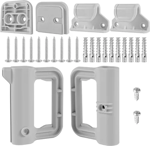 Baby Gate Replacement Parts Kit, Baby Safety Barrier Hardware Wall Mounting Kit Dog Accessories with Brackets Hooks Latches Screws for Mesh Gate