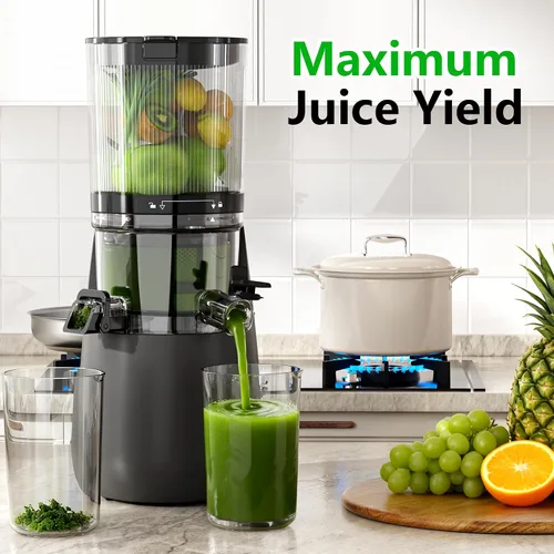 Miniatura 5 de B12 Exprimidor de prensado en frío, máquinas exprimidoras lentas y masticadoras de 6" con canal de alimentación extra grande, potente motor AC sin