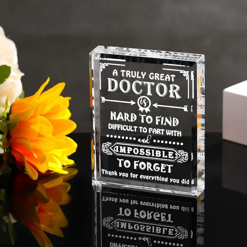 Miniatura 2 de Regalos de médico Movdyka para hombres y mujeres Placa conmemorativa de cristal Los mejores regalos del médico de todos los tiempos Regalo único