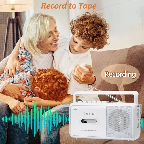 Miniatura 8 de AM FM Radio retro de onda corta Altavoz Bluetooth con sonido cristalino + reproductor de cassette portátil grabadora de cinta con radio AM FM