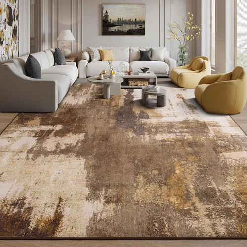Miniatura 44 de Kelarea Alfombra lavable para sala de estar, 5 x 7 antideslizante, alfombras modernas abstractas color beige, alfombra de pelo bajo fácil