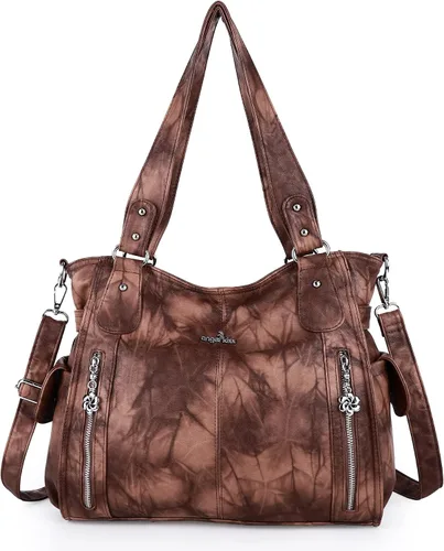 Miniatura 11 de Angel Kiss Bolsos para mujer con tiras en la parte superior, bolso estilo Hobo, bolsas de hombro espaciosas y casuales, cartera estilo Tote de PU