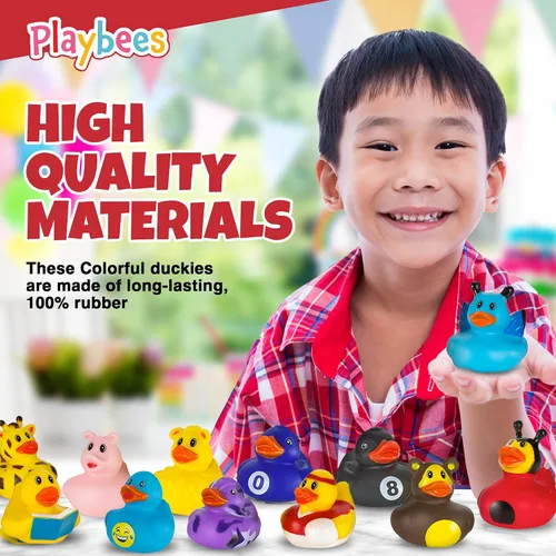 Miniatura 7 de Playbees - Patitos de goma en paquete de 12 unidades, surtido de juguetes de baño para bebés, flotadores Jeep para niños, para el verano, la playa