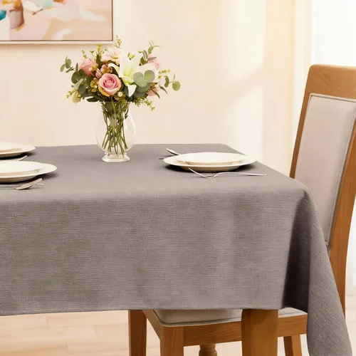 Miniatura 21 de Mantel rectangular de 55 x 95 pulgadas, impermeable, resistente a las manchas y a las arrugas, lavable, mantel de lino sintético resistente, mantel
