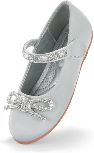 SIMANLAN Zapatos de vestir para niñas con flores, zapatos de princesa Mary Jane, zapatos de ballet para niños pequeños y grandes, zapatos elegantes