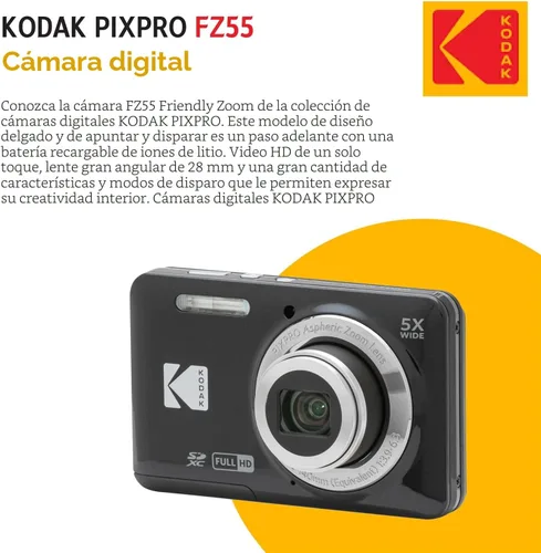 Miniatura 4 de KODAK PIXPRO FZ55 - Cámara digital de 16 Mp de punto y disparo, zoom óptico 5X, ángulo amplio de 28 mm, video Full HD 1080P, paquete con tarjeta SD