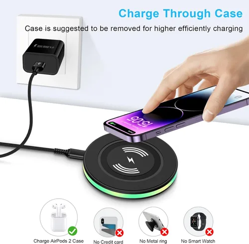 Miniatura 7 de Samsung Cargador inalámbrico de carga rápida Android Phone Pad Station para Samsung Galaxy S25 S24 Ultra S24+ S24 S23 S22 S21 S20 S10, iPhone 16 15