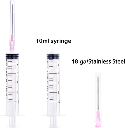 Miniatura 3 de 40 jeringas Luer lock de 0.3 fl oz con agujas de 18ga, jeringas y agujas de plástico desechables de embalaje individual para laboratorios
