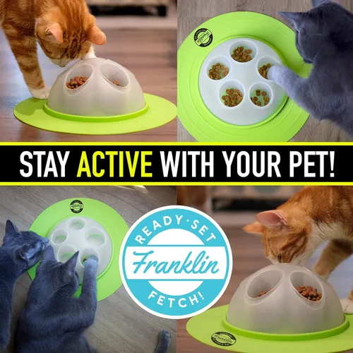 Miniatura 15 de Franklin Pet Supply Co. - Cuenco interactivo para excavación lenta para gatos, cuenco de juguete para golosinas + alimentos, comedero rascador