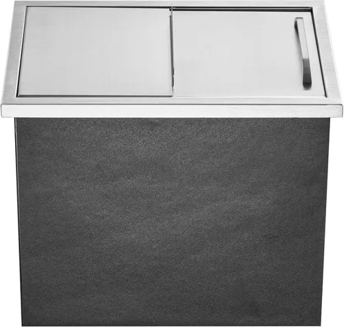 Happybuy Hielera de acero inoxidable de 18 pulgadas de largo x 12 pulgadas de ancho x 14.5 pulgadas de alto, con tapa deslizante, cubo de hielo