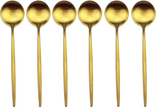 Miniatura 9 de Golden Stain - Cubiertos modernos de 6 piezas de acero inoxidable 304, tenedor de postre de acero inoxidable 304, tenedor de ensalada de 7.2