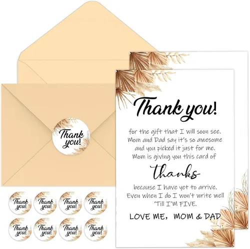 Miniatura 11 de Chuangdi 50 juegos de tarjetas de agradecimiento para baby shower con sobres y calcomanías, 50 tarjetas de felicitación de agradecimiento para baby