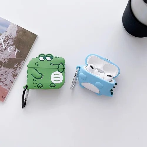 Miniatura 4 de Paquete de 2: funda Lubiogio 3D de cocodrilo + dinosaurio para Airpod Pro, diseño de animales Kawaii de dibujos animados 3D para niños