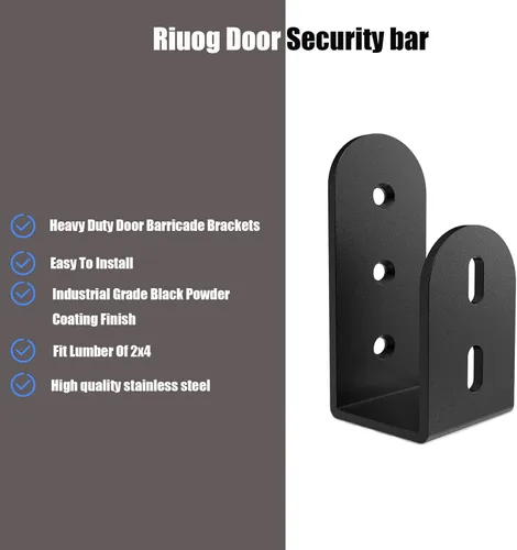 Miniatura 4 de Barra de seguridad para puerta, soportes de barricada de puerta resistentes para madera de 2 x 4, soporte de barra abierta de acero en U